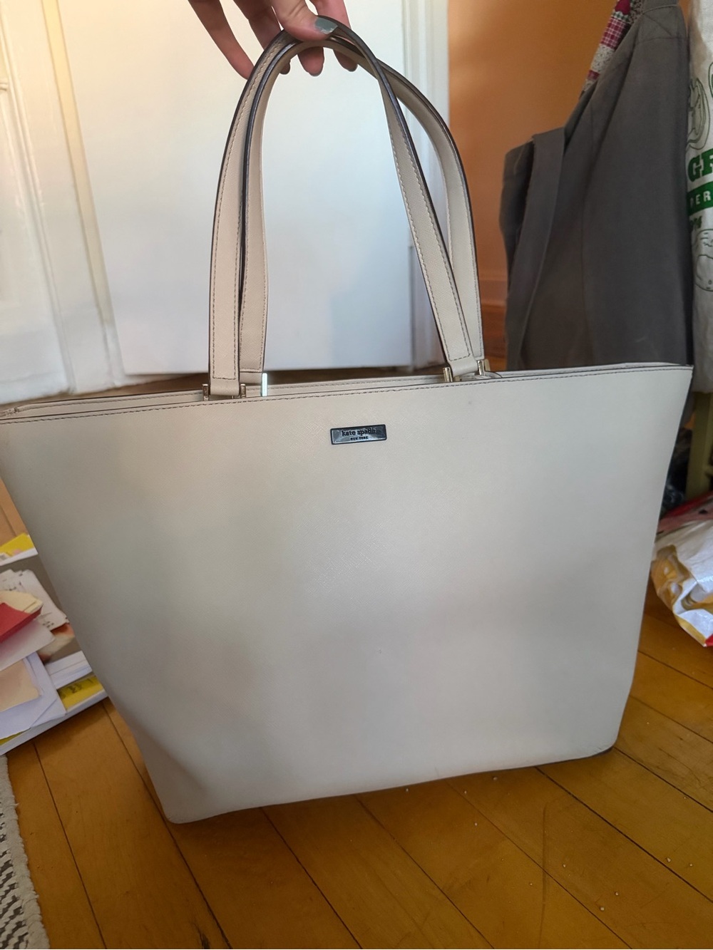 kate spade cream tote bag with double handles
